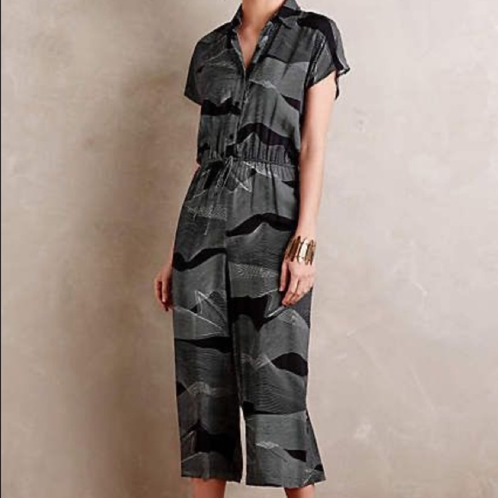 Black & White Wide Leg Cropped Jumpsuit